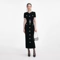 Black Chenille Knit Midi Dress