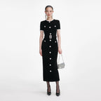 Black Chenille Knit Midi Dress