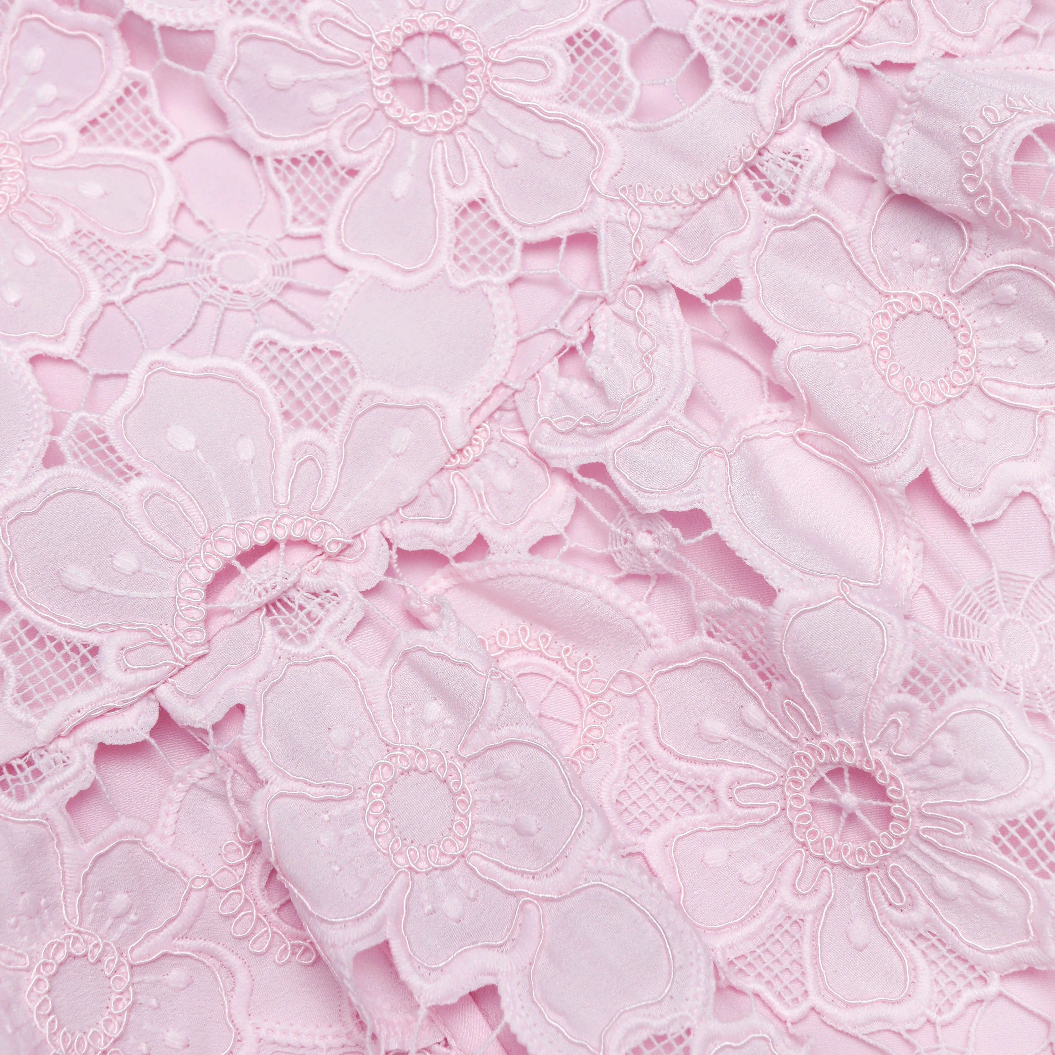 Pink Lace Collared Mini Dress