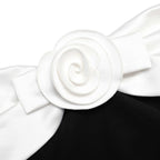 Black Crepe Flower Top