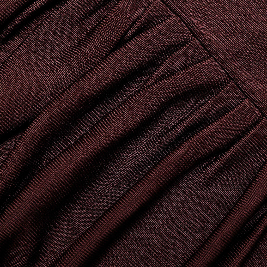 Brown Draped Knit Midi Dress