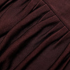 Brown Draped Knit Midi Dress