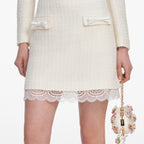 Cream Boucle Lace Mini Skirt