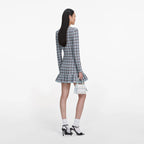 Blue Check Knit Mini Dress