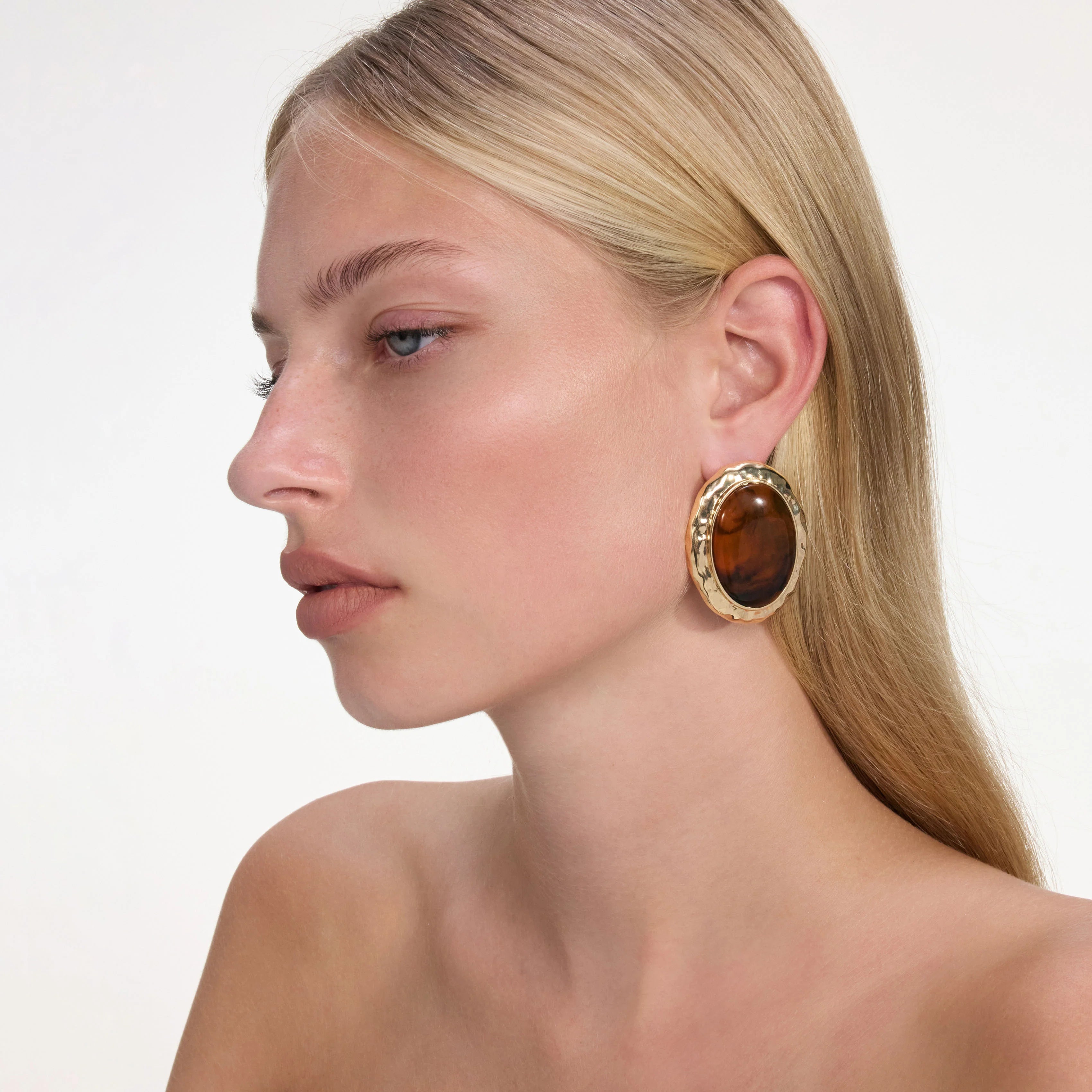 Hammered Gold Tiger Eye Earrings