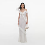 White Ruffle Knit Maxi Dress