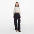 Cream Boucle Lace Collar Jacket