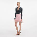 Pink Fur Hem Knit Skirt