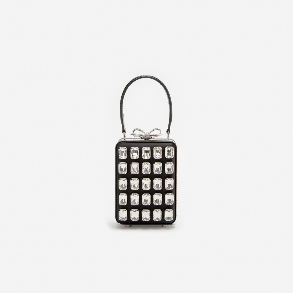 Black Satin Crystal Micro Bag