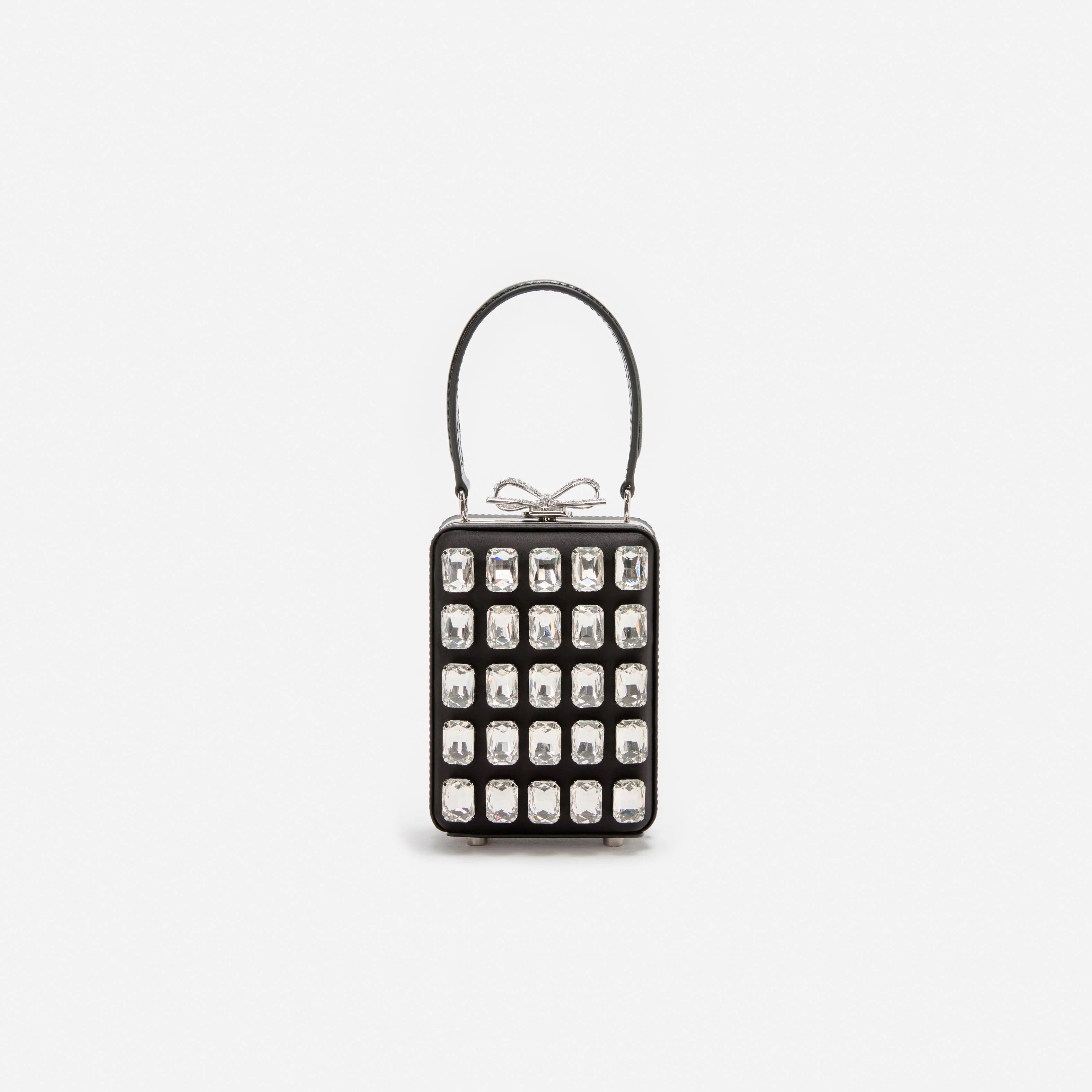 Black Satin Crystal Micro Bag