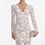 White Floral Lace Maxi Dress