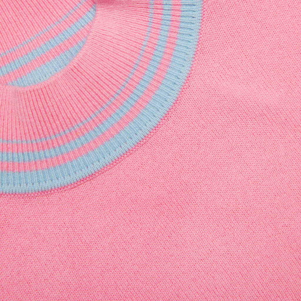 Pink Contrast Stripe Knit Top