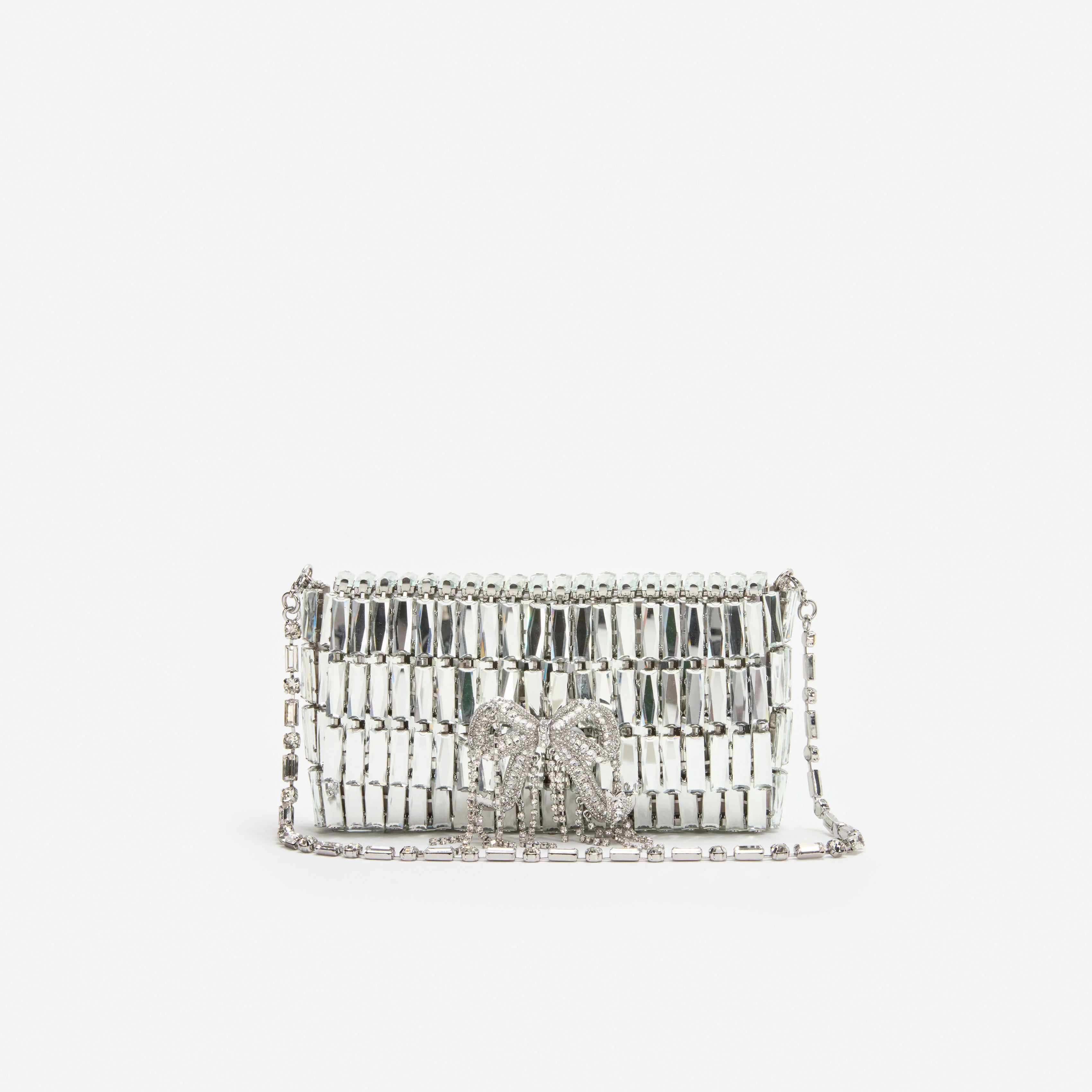 Silver Crystal Bow Mini Shoulder Bag
