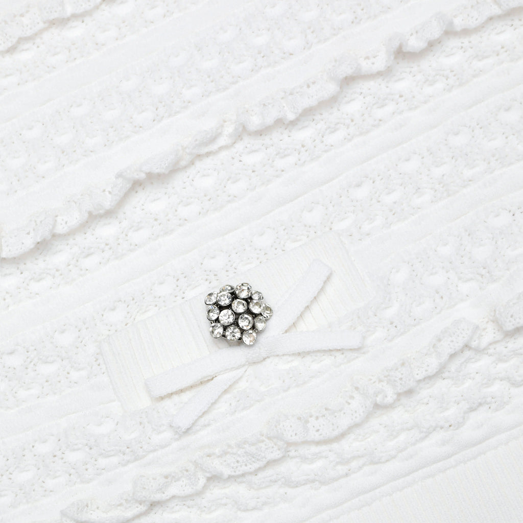 White Pointelle Knit Top