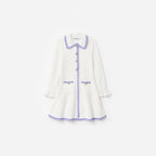 Cream Contrast Trim Pointelle Knit Dress