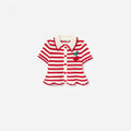 Cream And Red Stripe Knitted Top
