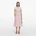 Pink Sequin Boucle Tailored Midi Dress