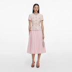 Pink Sequin Boucle Tailored Midi Dress