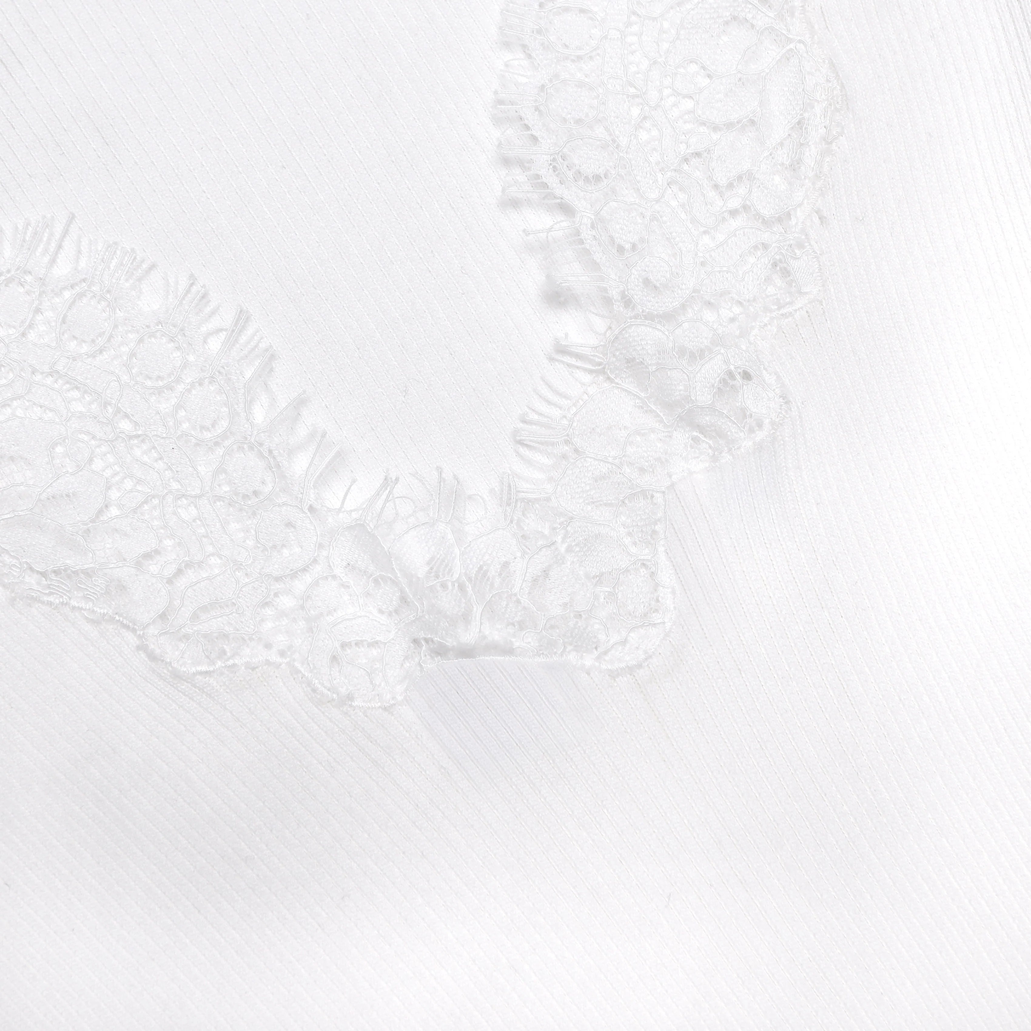 White Lace Trim Knit Bodysuit