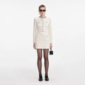 Cream Textured Knit Cardigan
