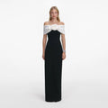 Black Crepe Flower Maxi Dress