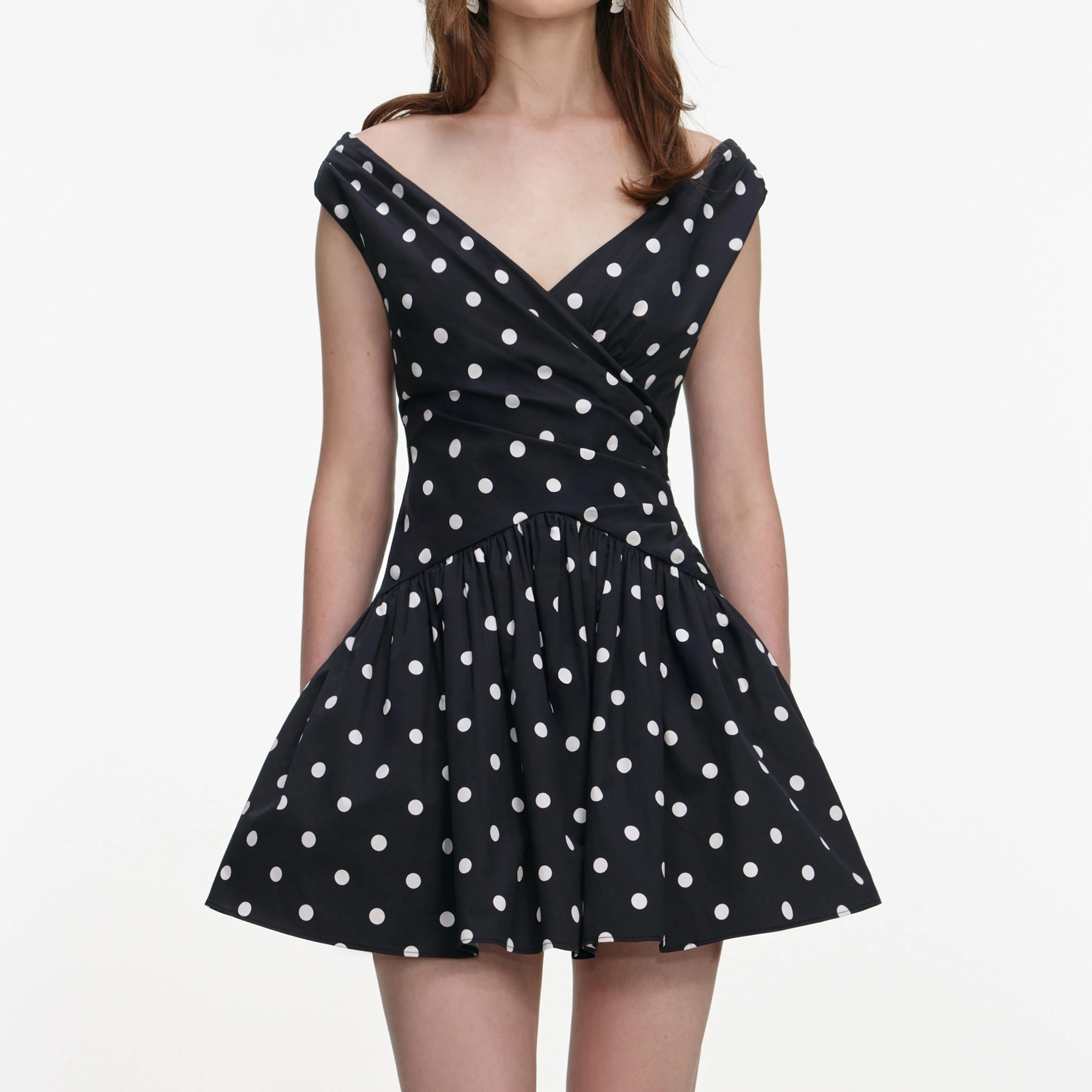 Black Polka Dot Cotton Mini Dress
