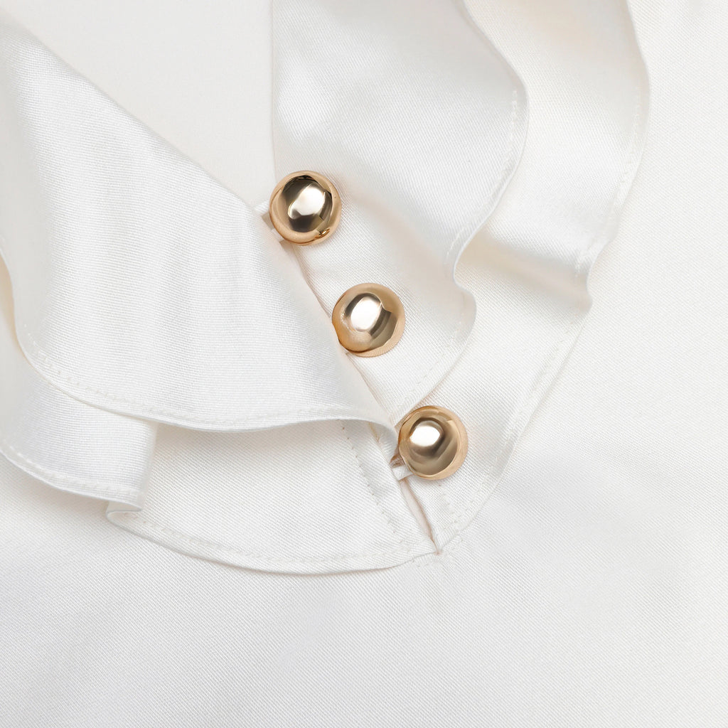 Cream Taffeta Ruffle Top