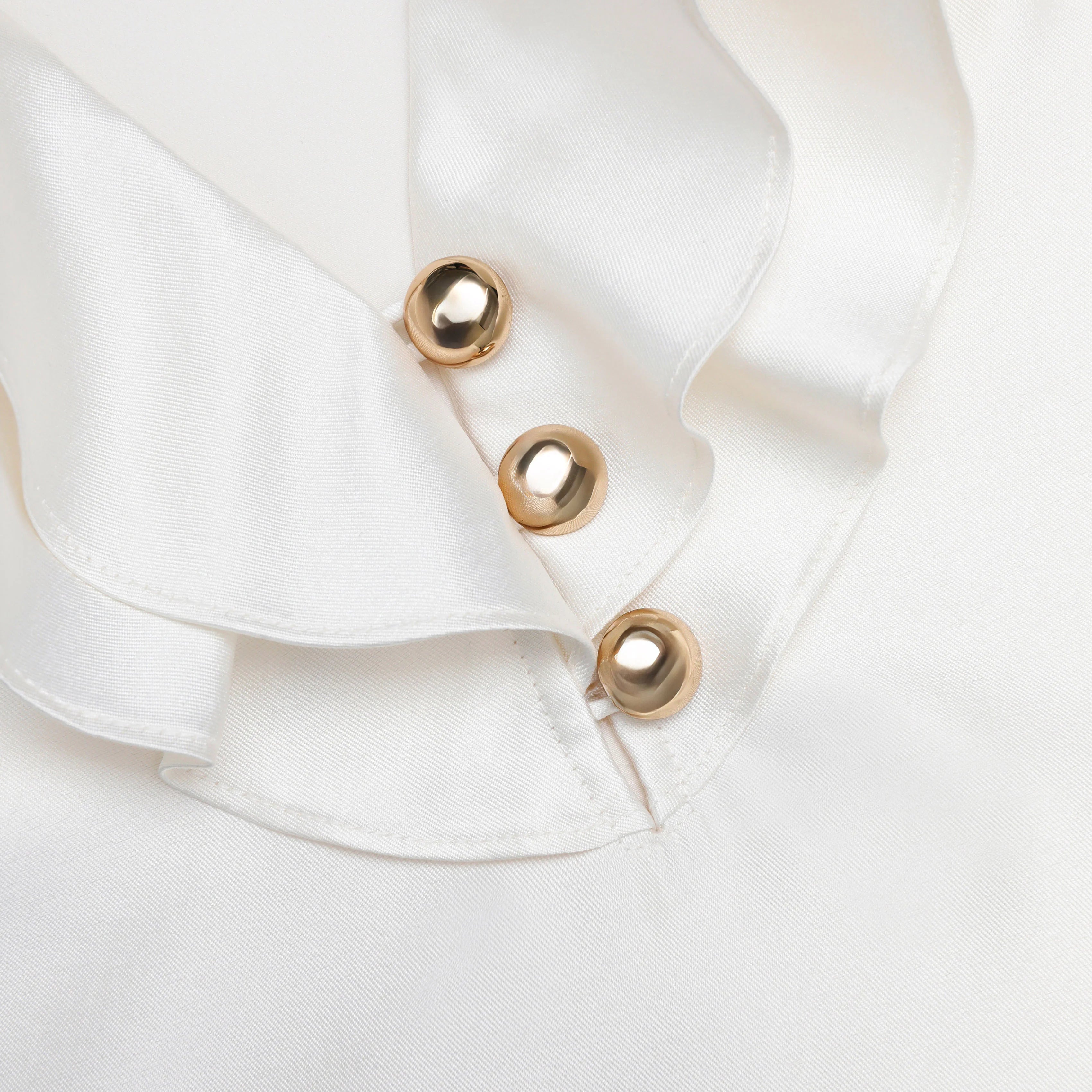 Cream Taffeta Ruffle Top