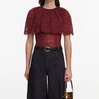 Burgundy Lace Cape Top