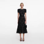Black Tulle Lace Midi Dress