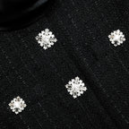 Black Boucle Collared Midi Dress