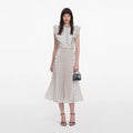 Cream Ramie Polka Dot Midi Dress