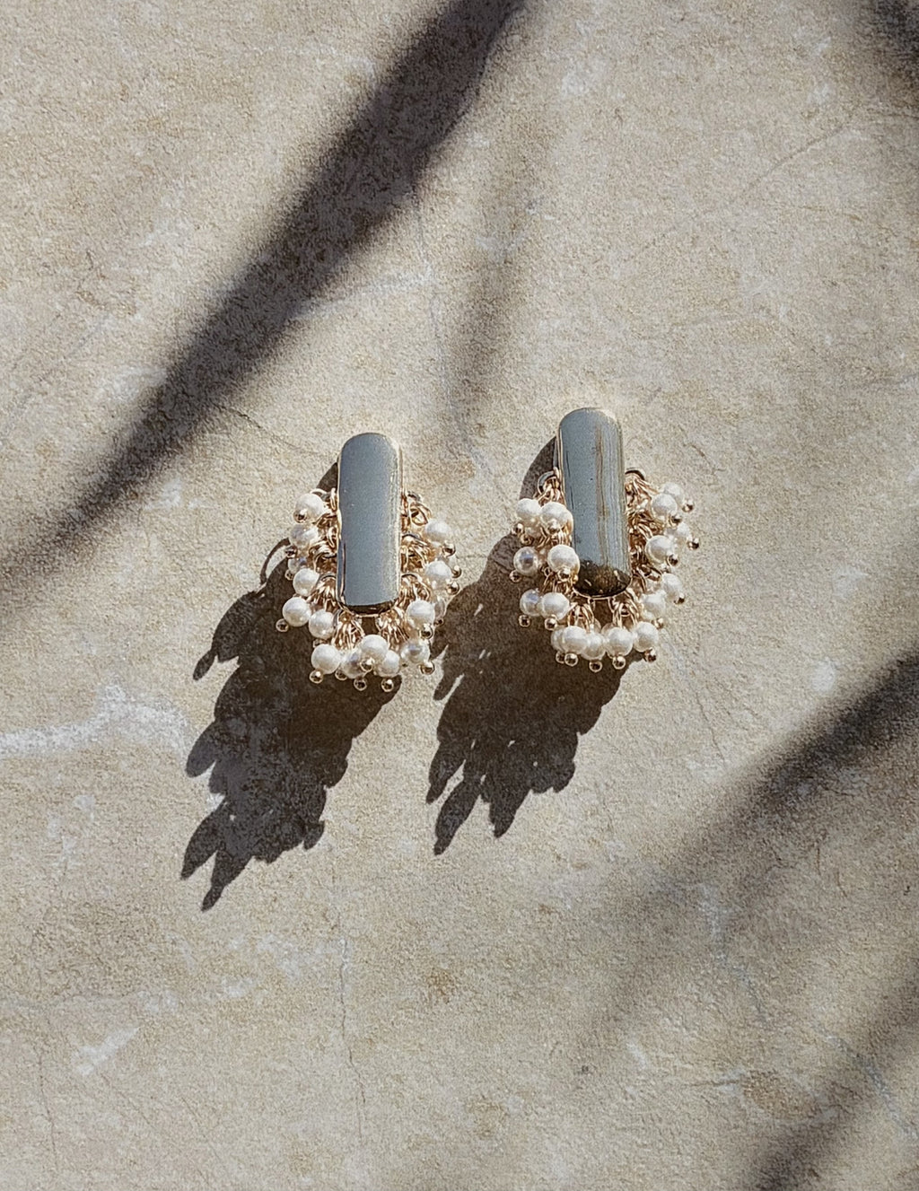 Gold Pearl Cluster Earrings