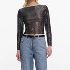 Croc Effect Straight Leg Jeans