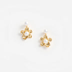 Gold Flower Pearl Jacket Earrings