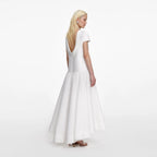 White Satin Ramie Midi Dress