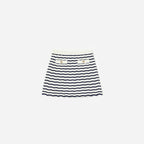 Cream And Navy Striped Knitted Skirt