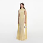Yellow Viscose Knit Scarf Maxi Dress