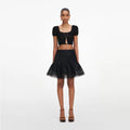 Black Embroidered Mini Skirt