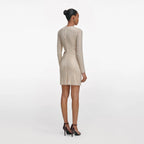 Champagne Rhinestone Lace Trim Mini Dress