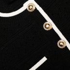Black Pointelle Knit Top