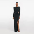 Black Rhinestone Embellished Maxi Dress