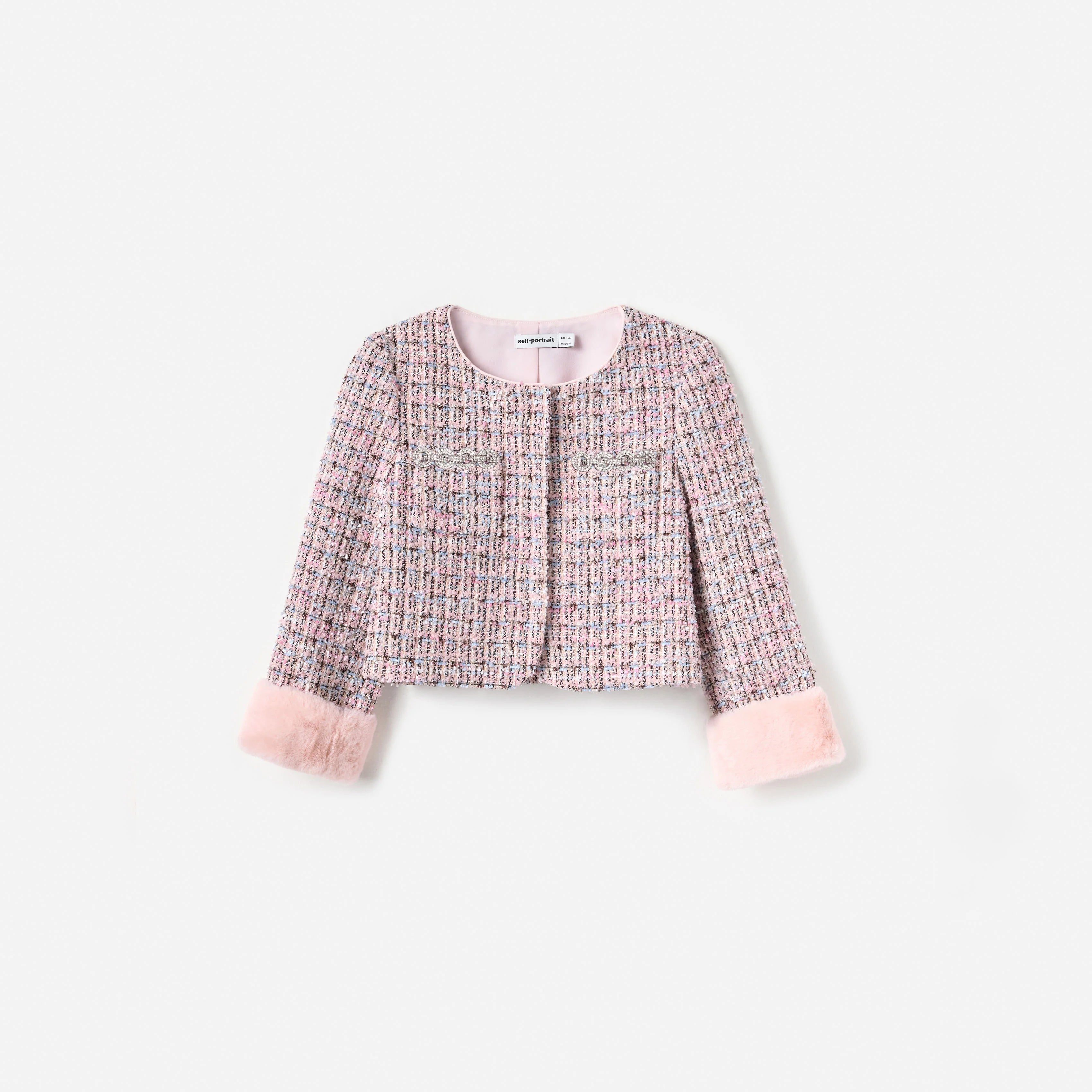 Pink Boucle Fur Jacket
