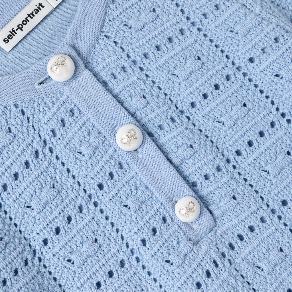 Blue Pointelle Knit Dress
