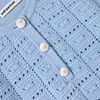 Blue Pointelle Knit Dress