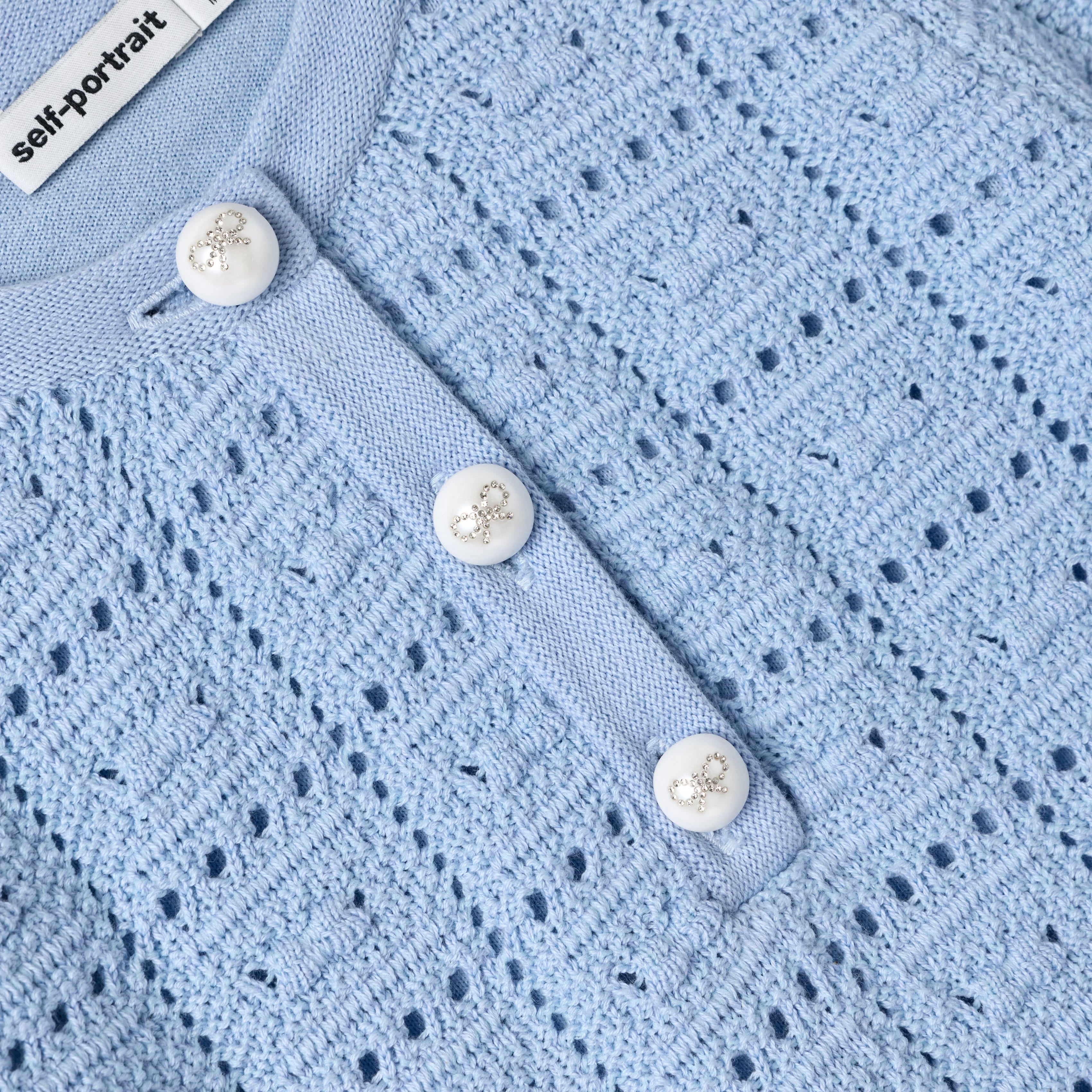 Blue Pointelle Knit Dress