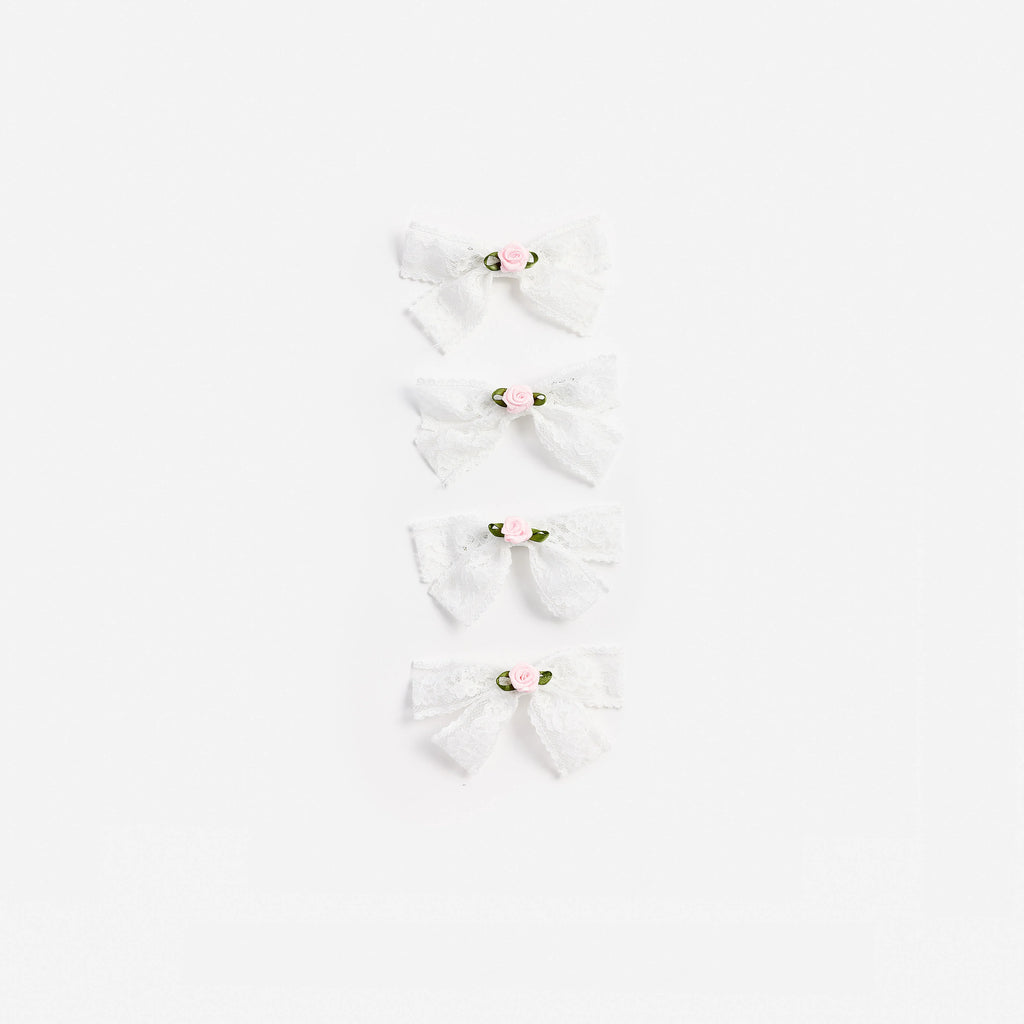 Cream Lace Bow Hair Clips