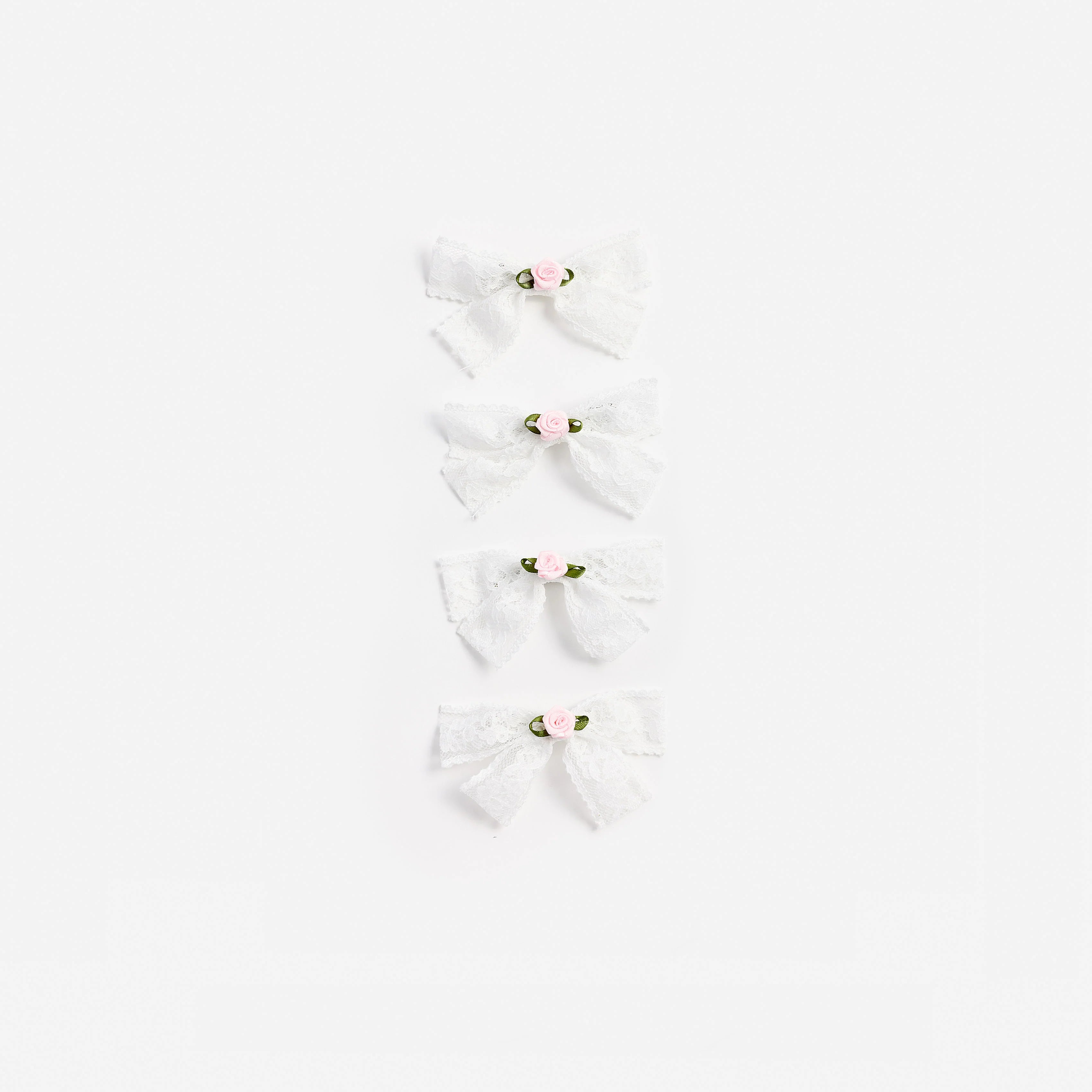 Cream Lace Bow Hair Clips