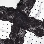 White Polka Dot Satin Lace Maxi Dress