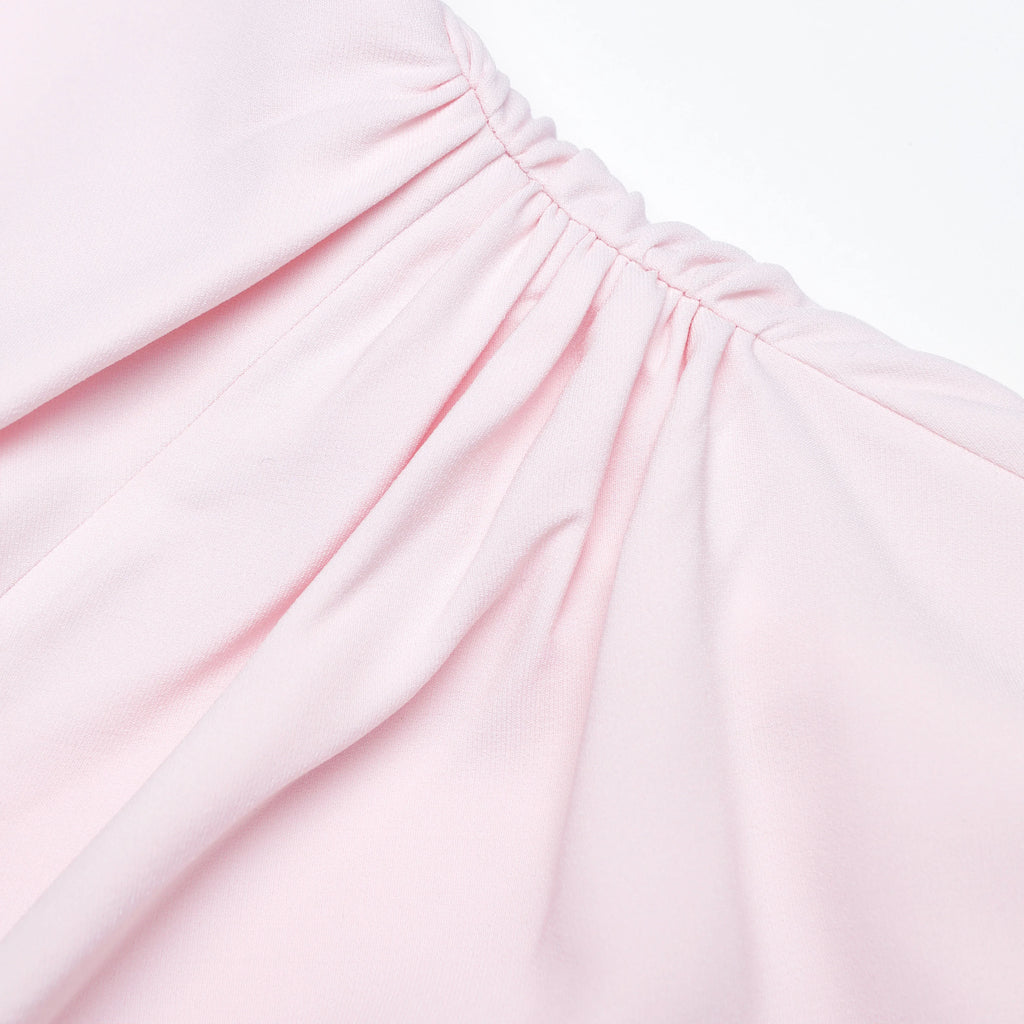 Pink Crepe Halter Neck Maxi Dress